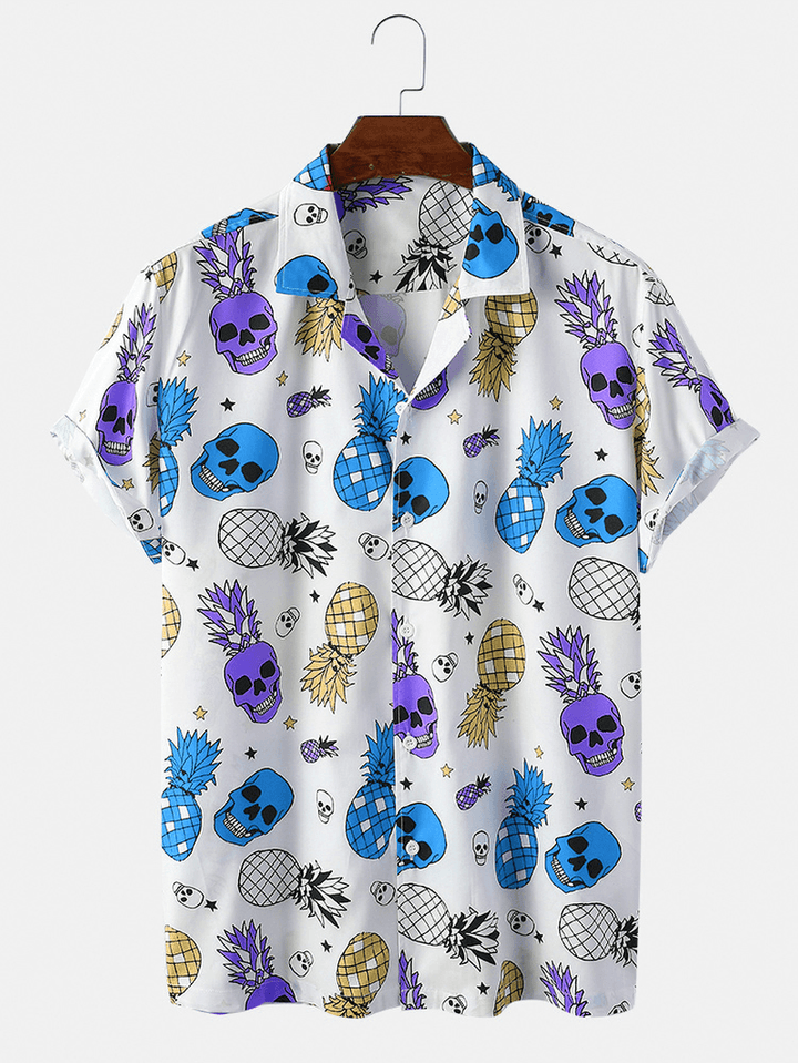 Mens Funny Cartoon Print Short Sleeve Casual Shirts - MRSLM