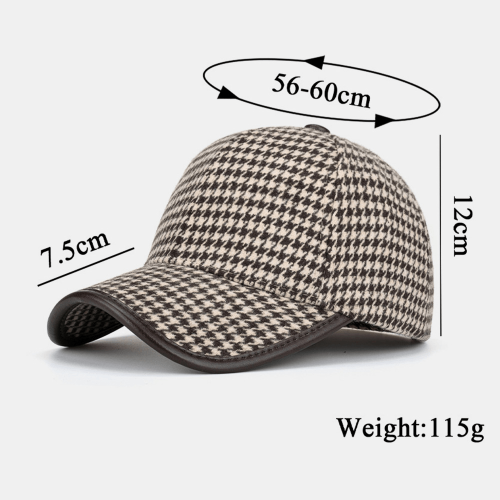 Unisex Polyester Houndstooth Pattern Baseball Cap British Retro Summer Sunshade Adjustable Hat - MRSLM