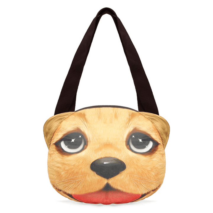 Women 3D Dog Cat Pussy Face Purse Cute Shopping Tote Shoulder Bag - MRSLM