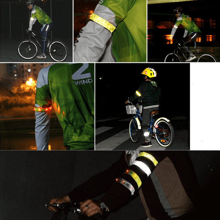 Safety Yellow Armband Light Reflective Bands Night Warning Riding Flashlight for Running Cycling Jogging Walking - MRSLM