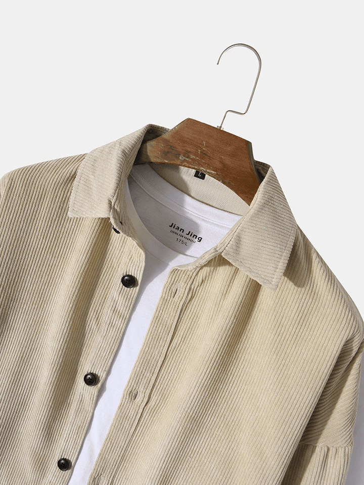 Mens Corduroy Solid Button down Front Outwear Cardigan - MRSLM