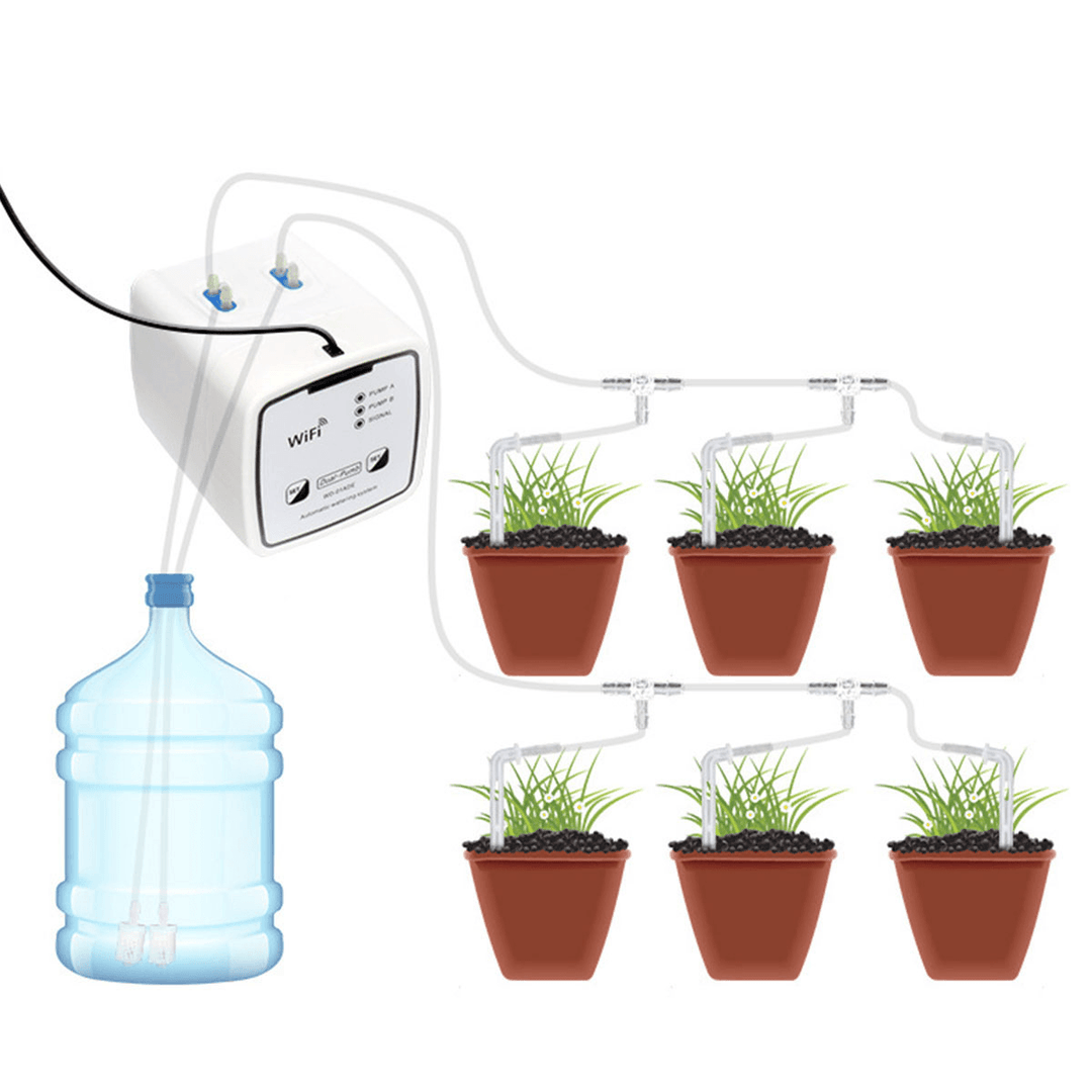 EU Plug Wifi Control Watering Device Automatic Water Drip Irrigation Watering System Kit WIFI Mobile APP Control Double Pump Garden - MRSLM