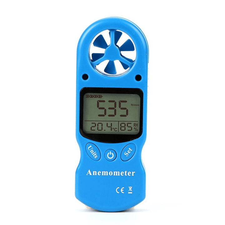 KT-300 Mini Multipurpose Anemometer Digital Anemometer LCD Wind Speed Temperature Humidity 3 in 1 Wind Speed Meter with Calibration Function - MRSLM