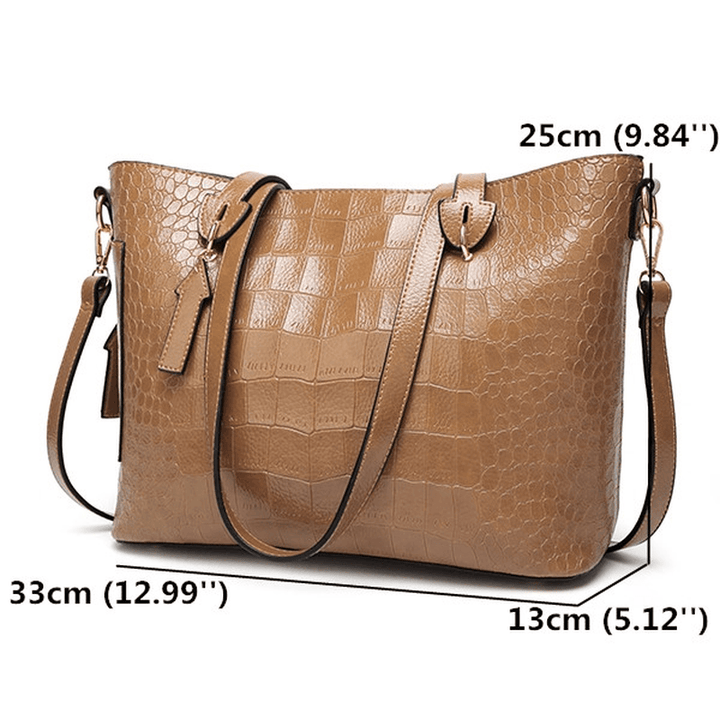 Women Crocodile Pattern Tote Handbag - MRSLM