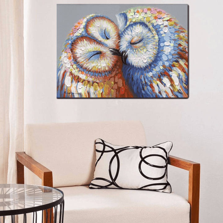 50*70CM Kissed Owl Couple Canvas Print Picture Wall Hang Art Home Wedding Decorations - MRSLM