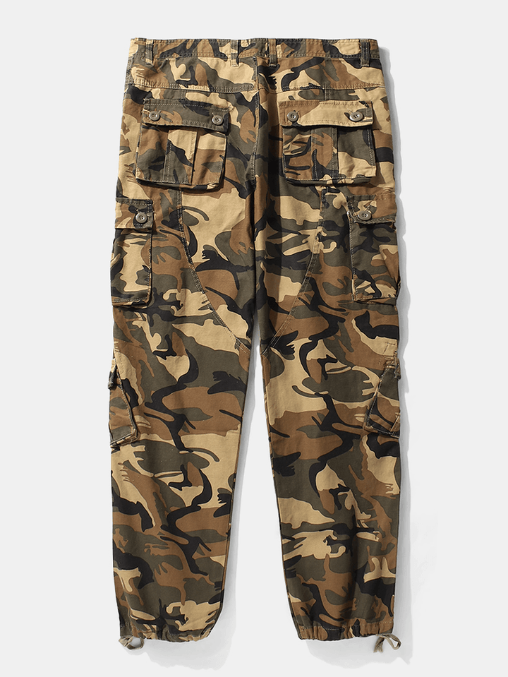 Mens Camo Utility Street 100% Cotton Tie Cuff Cargo Pants - MRSLM