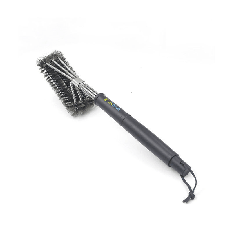 18Inch BBQ Grill Brush 3-Head Barbecue Brush Steel Wire Cleaning Brush Clean Tool Outdoor Camping - MRSLM