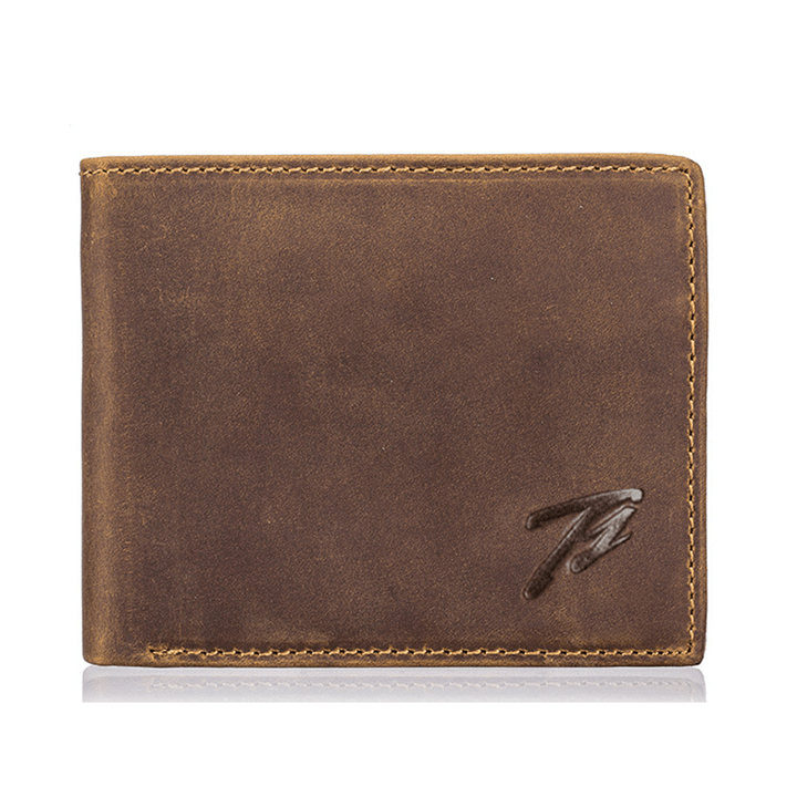 Men Genuine Leather Multifunctional Short Wallet - MRSLM