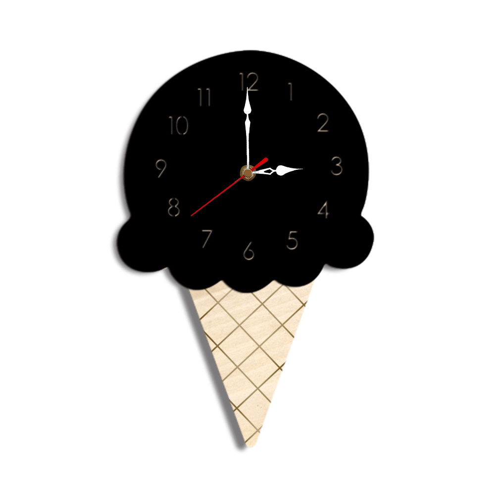 Home Cartoon Creative Wall Clock Living Room Acrylic Ice Cream Children'S Clock - MRSLM