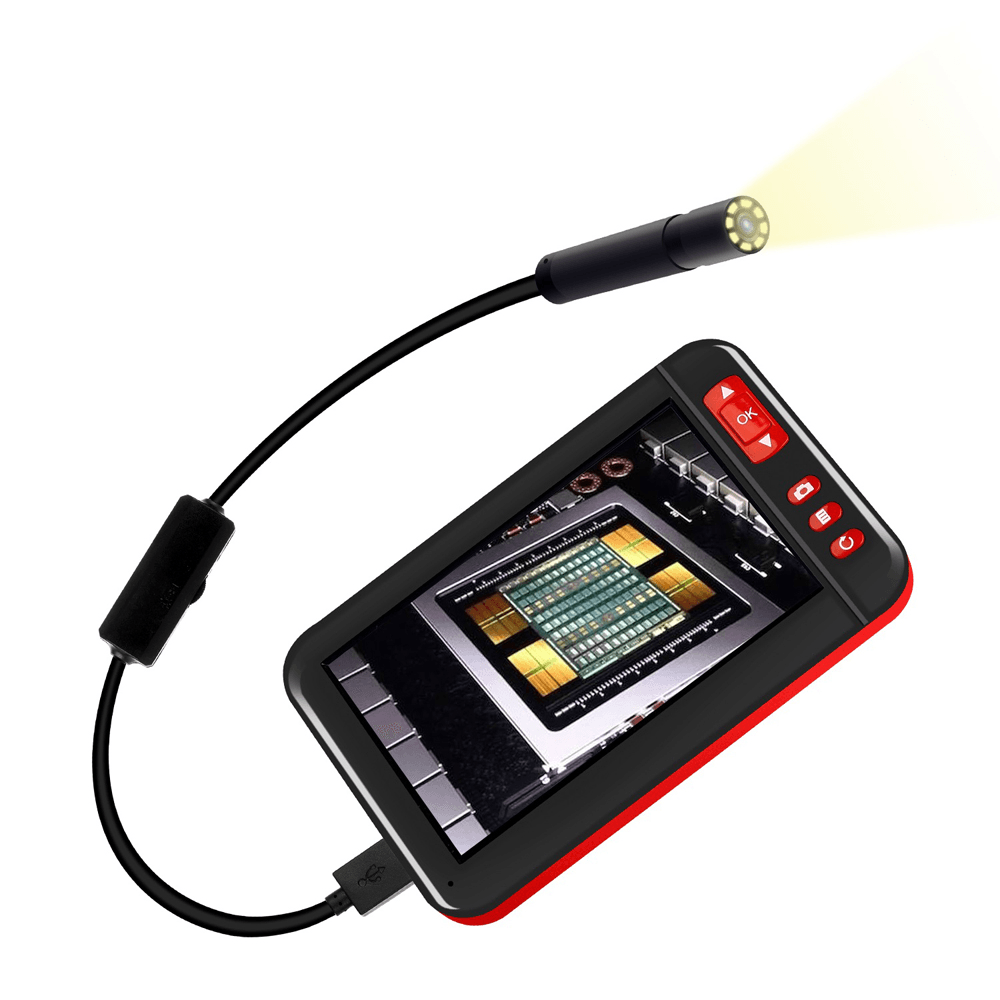 5M Hard Wire Digital Borescope 4.3Inch Color Screen HD 1080P Built-In Rechargeable Lithium Battery with Adjustable Brightness 8Leds - MRSLM