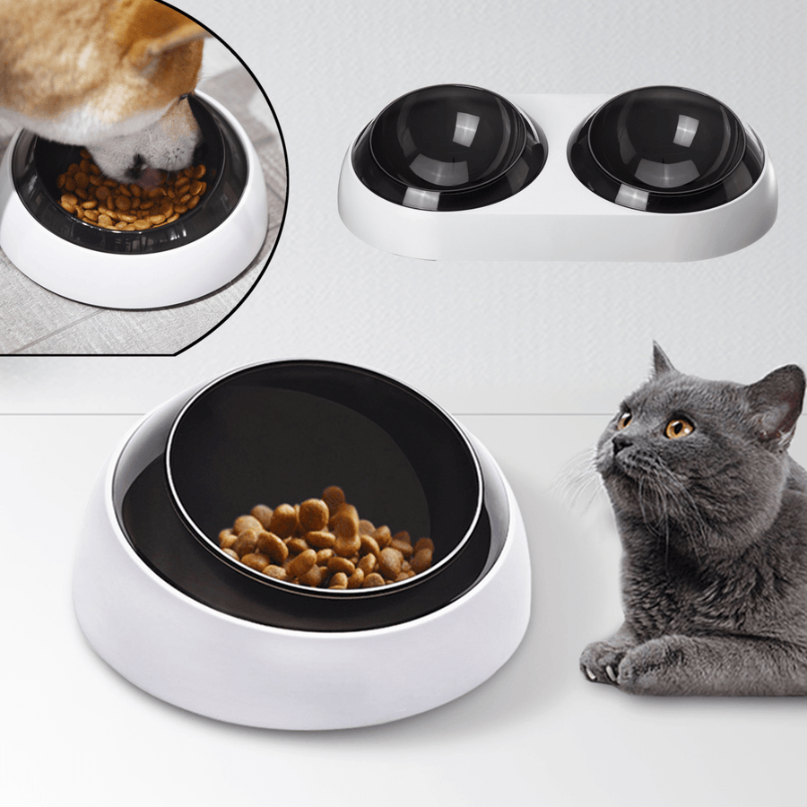 Pet Dog Cat Feeding Feeder Single / Double Bowl Puppy Feeder Dispenser Holder - MRSLM