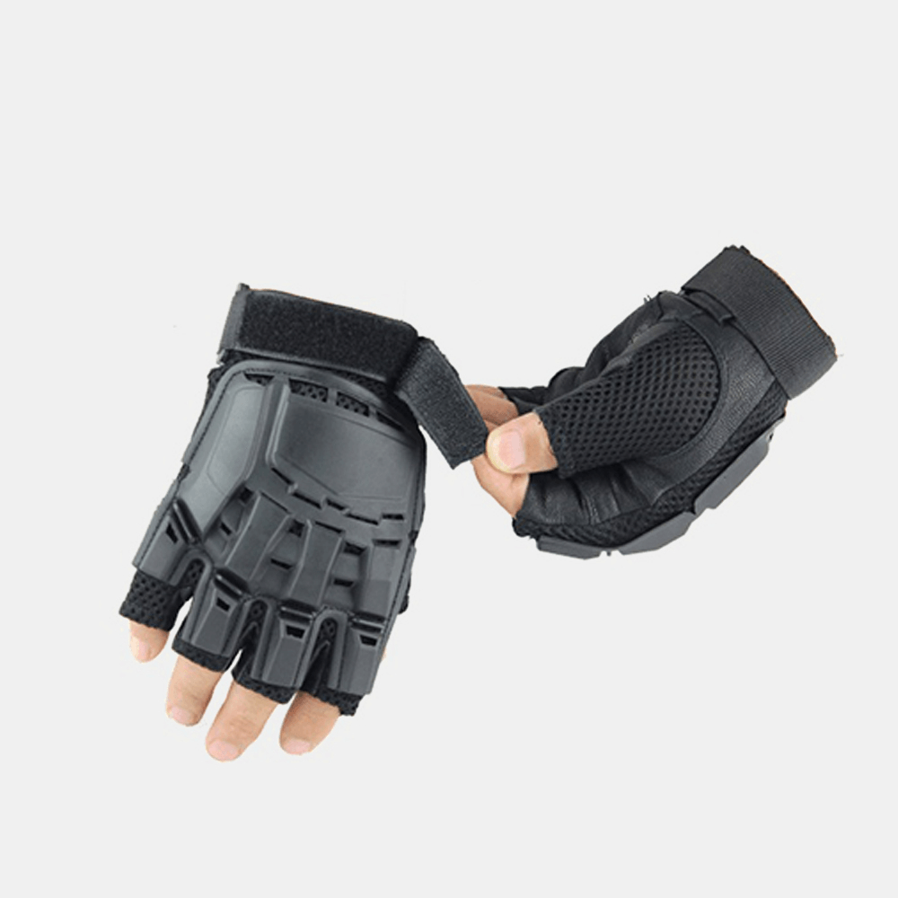 Outdoor Tactical Gloves Motorcycle Riding Sports Mountaineering Half-Finger Gloves Male Field Fitness Bike Gloves - MRSLM