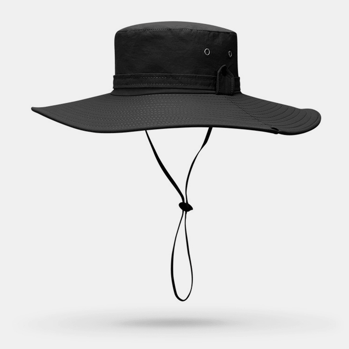 Men Wide Brim 12CM Outdoor Fishing Climbing UV Protection Sunshade Wear-Resistant Breathable Bucket Hat - MRSLM