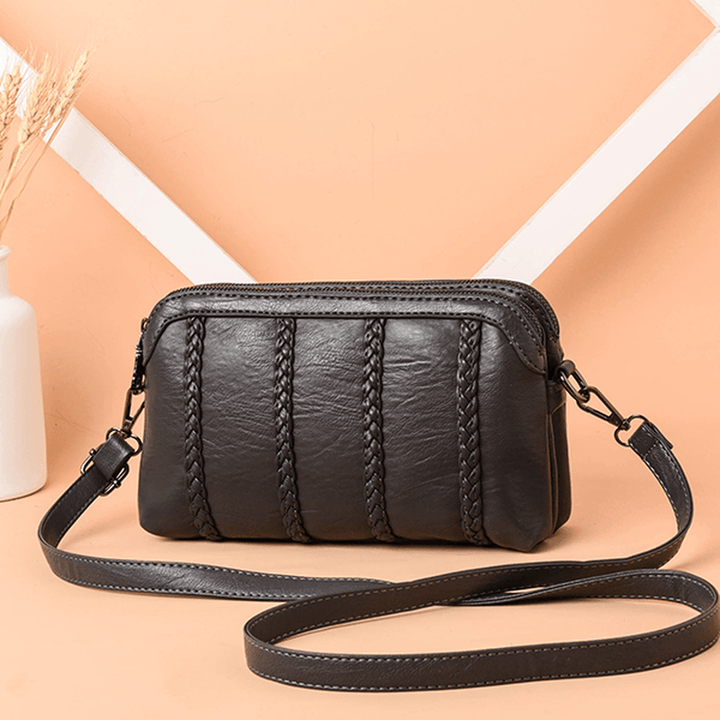 Women Vintage Soft Faux Leather Crossbody Bag - MRSLM