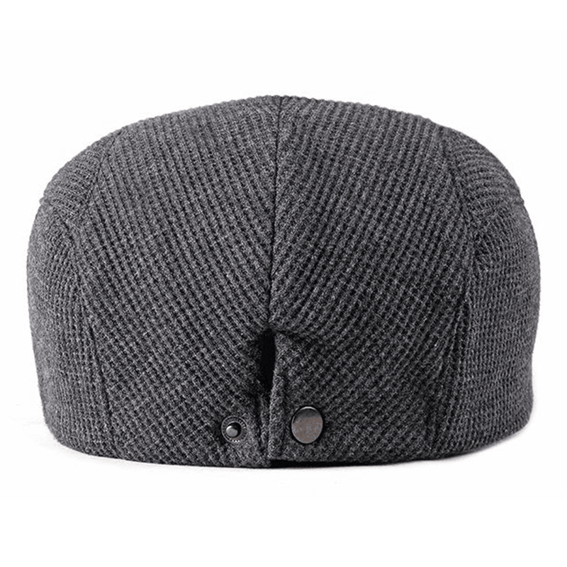 Men Visor Knit Newsboy Beret Caps Outdoor Casual Winter Cabbie Ivy Flat Hat - MRSLM