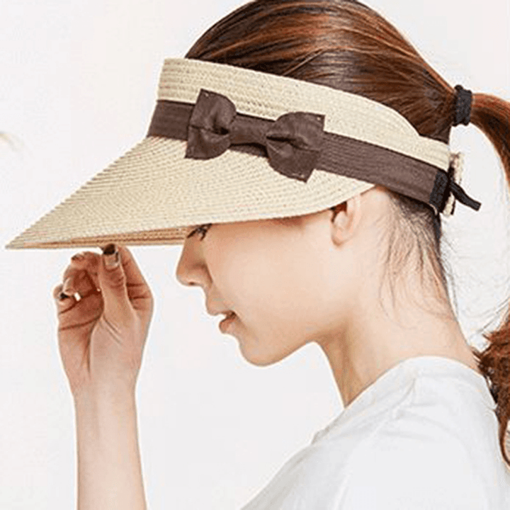 Women Summer Removable Top Sunshade Outdoor Straw Hat - MRSLM