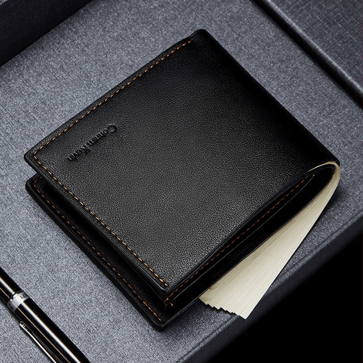 2 Pcs Men PU Leather Large Capacity Bifold Card Holder Coin Purse Wallet Automatic Buckle Belt Valentine'S Day Gift Set - MRSLM