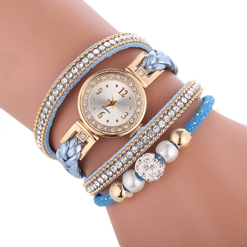 Fashion Circle Bracelet Diamond Simple Dial Ladies Dress Women Quartz Watch - MRSLM