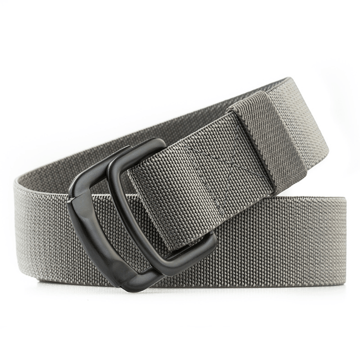 125CM Men Casual Double-Ring Elastic Braided Belt Metal Buckle Canvas Belt - MRSLM