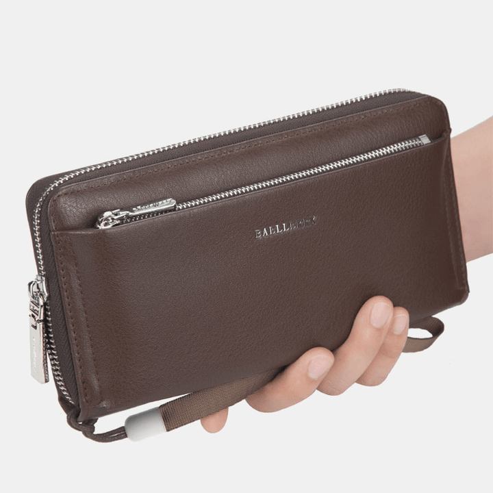 Baellerry Men Faux Leather Long Wallet Clutches Bag Phone Bag - MRSLM