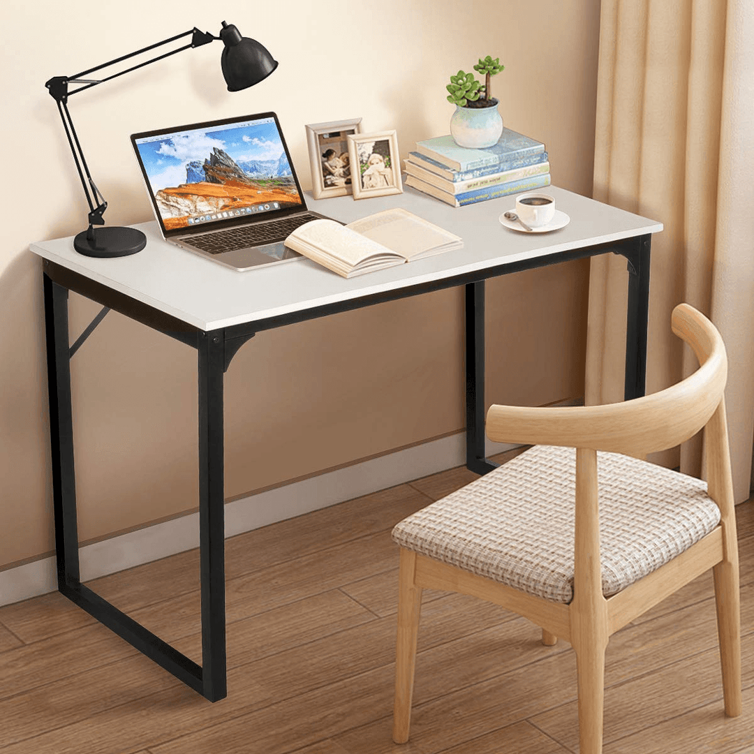 Coleshome 47 Inch Computer Desk Modern Design with Stability Easy to Assemble Metal Legs Adjustable Leg Pads for Home Office Study Student Writing - MRSLM