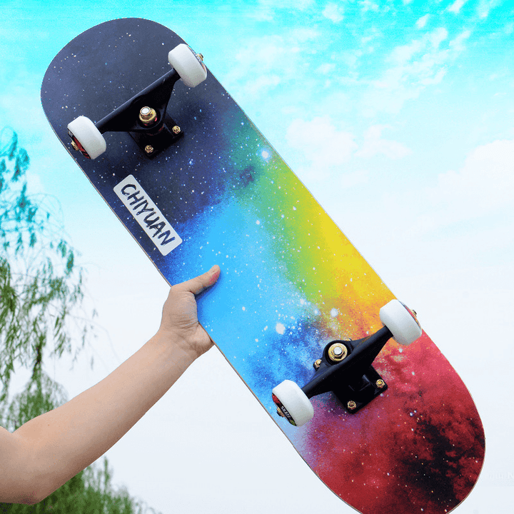 80X21Cm Double Kick Skateboard for Beginner＆Professional 3A Grade 7 Layers Maple with Non-Slip Emery Board Surface - MRSLM