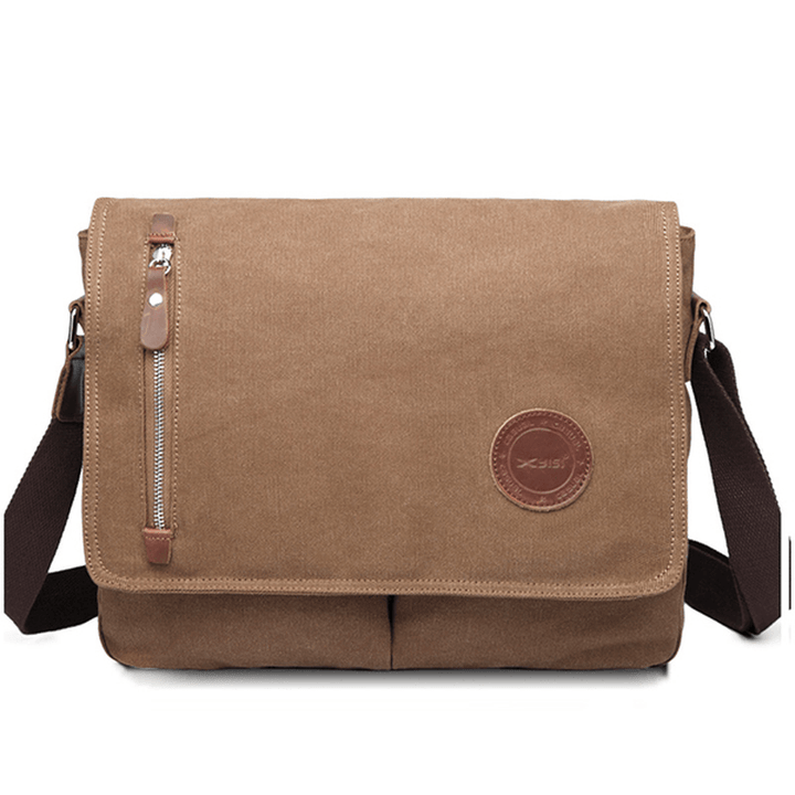 Men Canvas Shoulder Bag Casual Messenger Bag Retro Laptop Bag - MRSLM