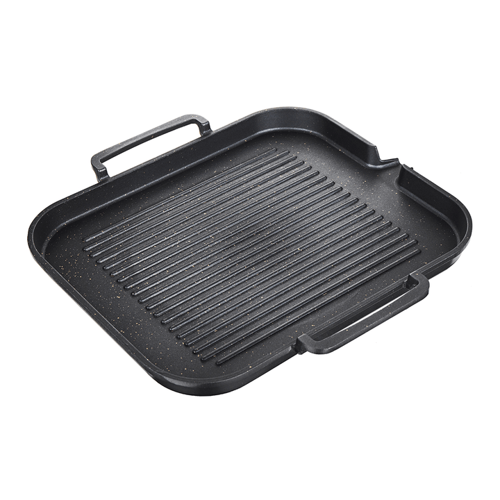 BBQ Grill Pan Non-Stick Cooking Grill Pan Iron Steak Frying Pan Camping Picnic Cookware - MRSLM