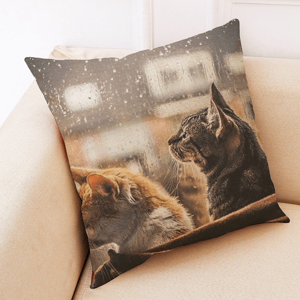 Honana BX 45X45Cm Cat Pattern Luxury Cushion Cover Graffi Style Throw Pillow Case Pillow Covers - MRSLM