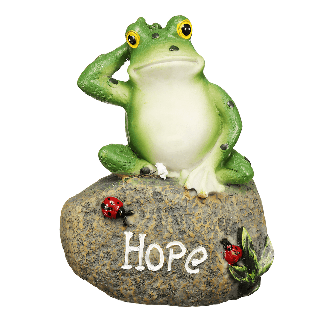 1PC Peace Hope Enjoy Frogs Fairy Garden Statues Art Figurines Outdoor Patio Ornament - MRSLM