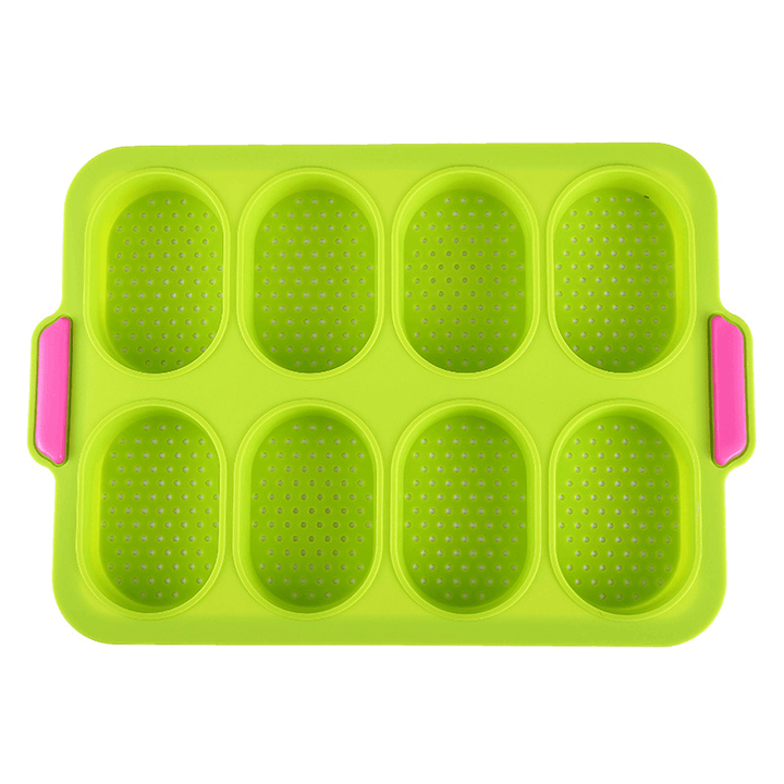 8 Cup Holes Non-Stick Cupcake Baking Pan Silicone Mold 3D French Bread DIY Kitchen Supplies - MRSLM