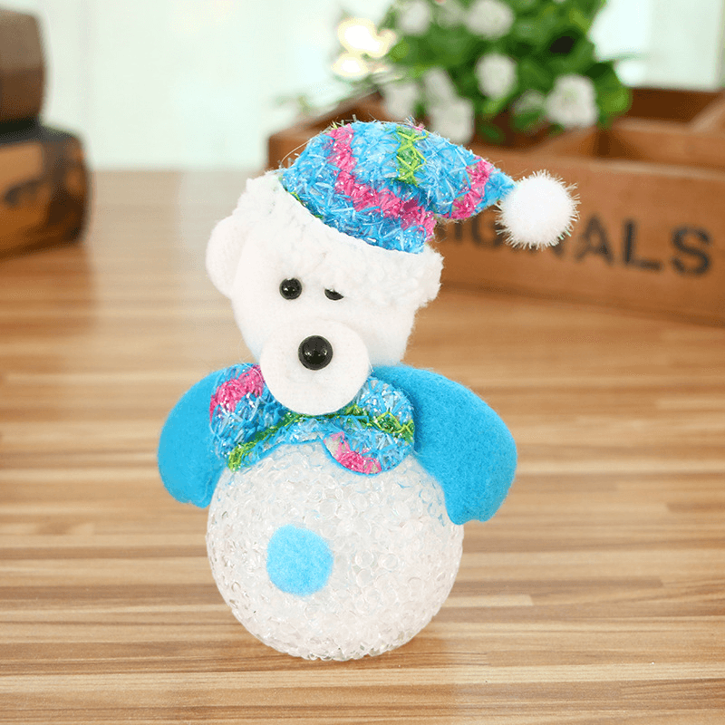 10*12CM Lovely Christmas Luminous Pendant Dolls Santa Claus/Snowman/Bear/Elk Christmas Home Decoration - MRSLM