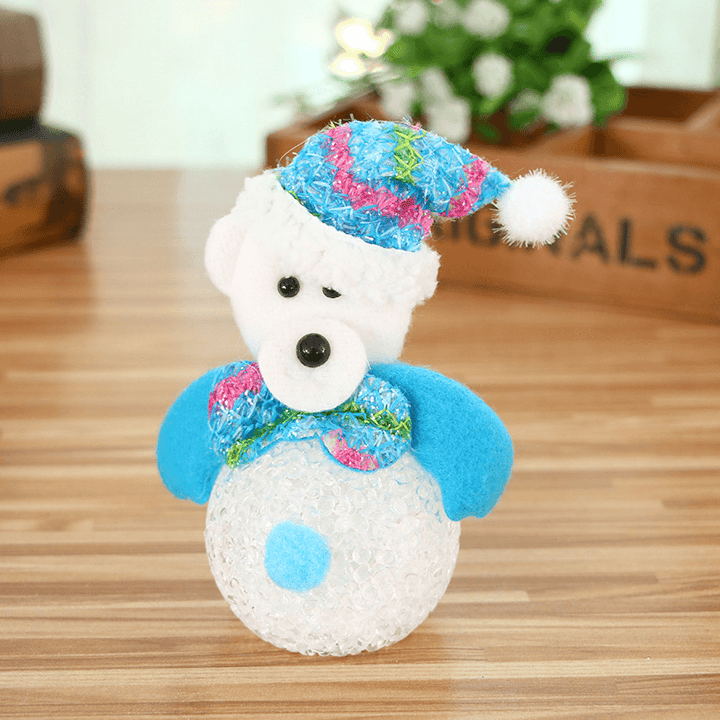 10*12CM Lovely Christmas Luminous Pendant Dolls Santa Claus/Snowman/Bear/Elk Christmas Home Decoration - MRSLM