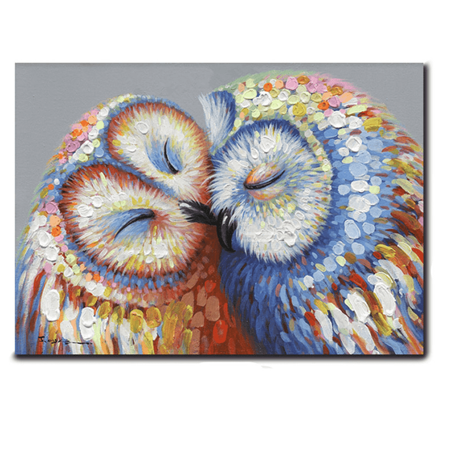 50*70CM Kissed Owl Couple Canvas Print Picture Wall Hang Art Home Wedding Decorations - MRSLM