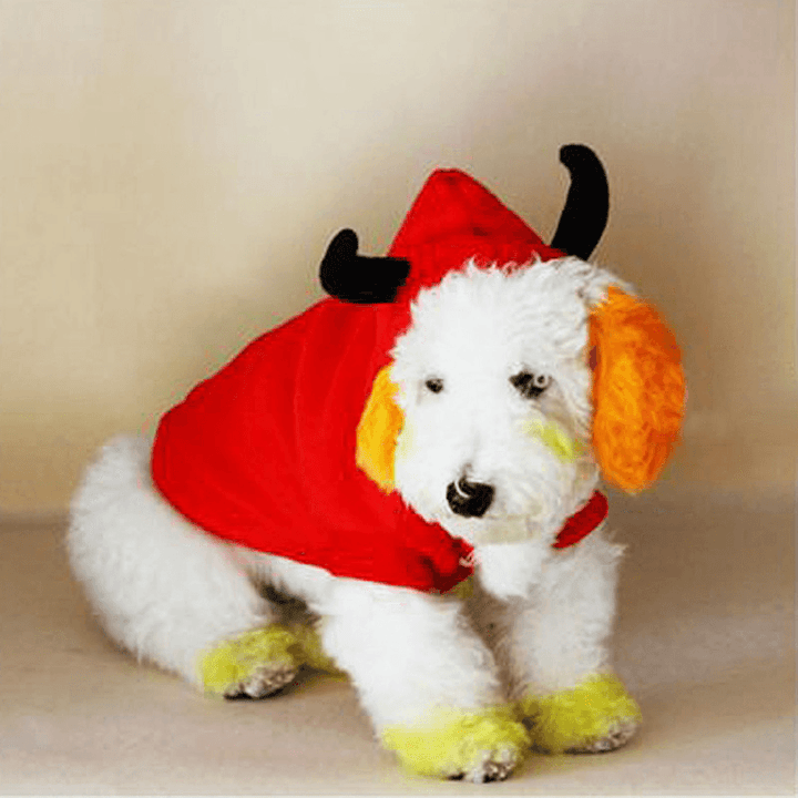 Christmas Pet Dog Cat Outstanding Devil Clothes Puppy Winter Warm Costume Red Coats Outterwear - MRSLM