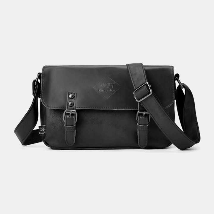 Men Vintage Waterproof Multi-Pocket Faux Leather Crossbody Bag Shoulder Bag - MRSLM