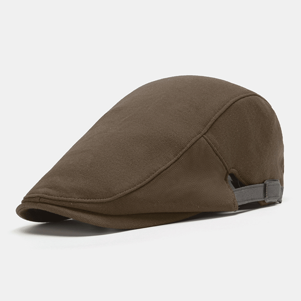 Men Solid Color Casual Berets British Retro Sunshade Forward Hat Flat Hat Newsboy Hat Painter Hat - MRSLM