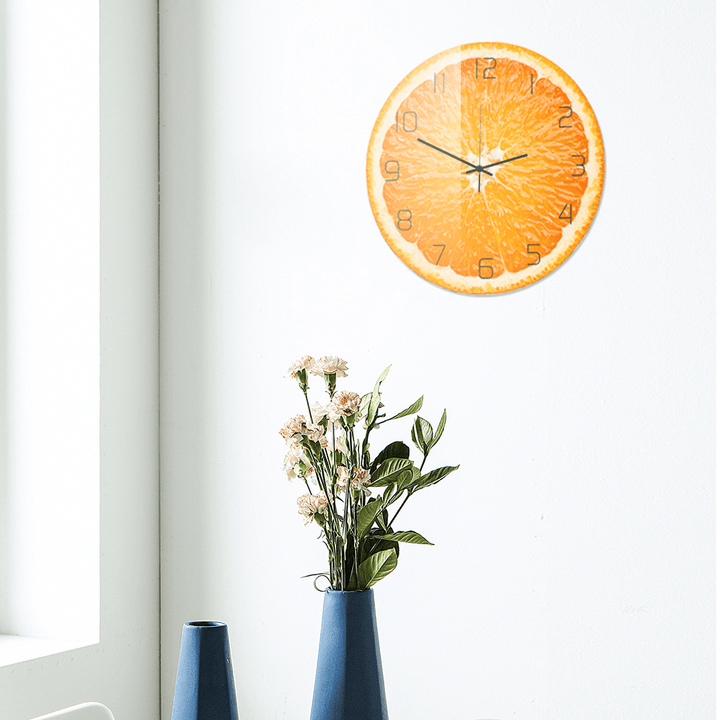 CC093 Creative Orange Wall Clock Mute Wall Clock Quartz Wall Clock for Home Office Decorations - MRSLM