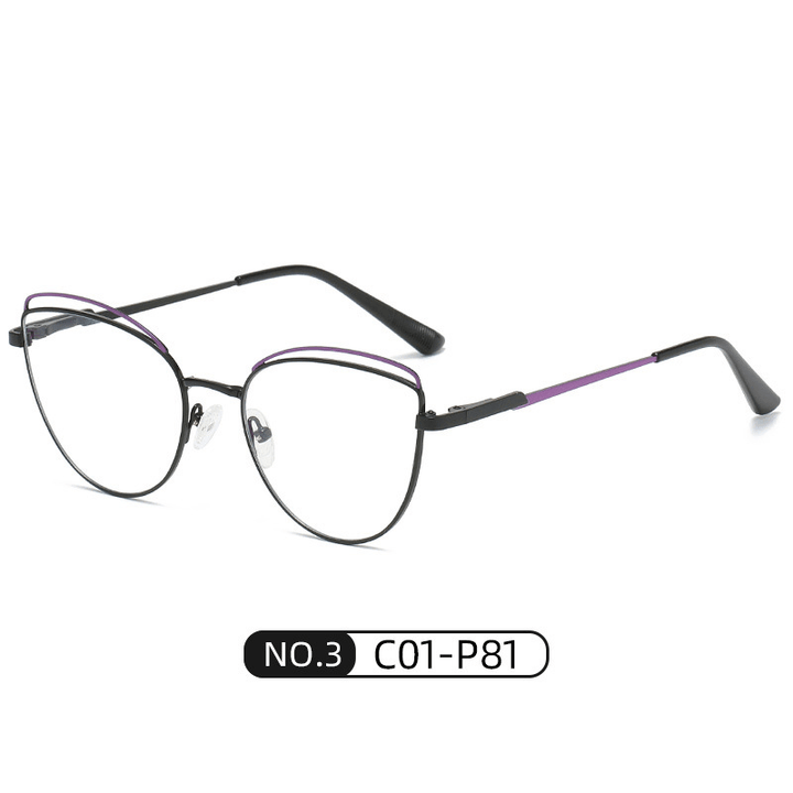 Fashion Metal Two-Tone Flat Mirror Ins Net Red Wind Cat Glasses Frame - MRSLM