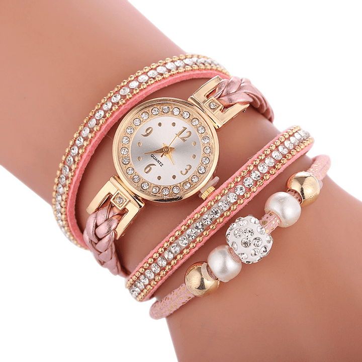 Fashion Circle Bracelet Diamond Simple Dial Ladies Dress Women Quartz Watch - MRSLM