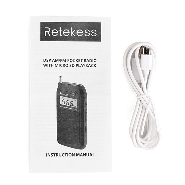 Retekess PR12 AM FM Radio Digital Tuning Radio Receiver MP3 Music Player with Rechargeable Battery - MRSLM