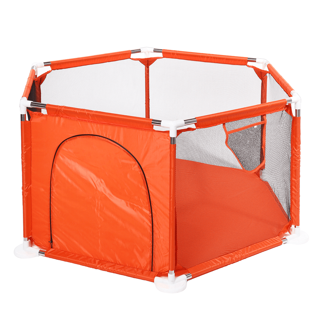 70X66Cm Outdoor Travel 6 Sided Kids Playpen Baby Playing House Interactive Children Toddler Room Play Mat with Safety Gate - MRSLM