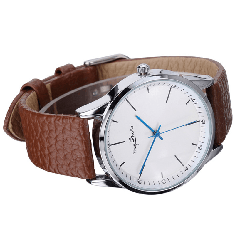 Story Time Retro Belt Cowhide Strap Ultra-Thin Men Watch Quartz Watch Reverse Backwards Watch - MRSLM