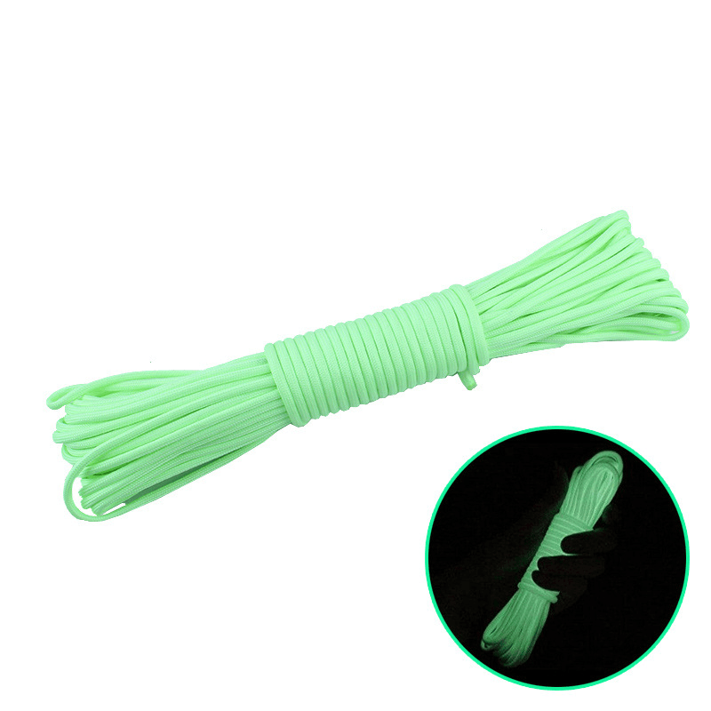 Nylon 20M Fluorescent Climbing Camping Tent Rope 9 Strands Luminous High-Strength Paracord - MRSLM