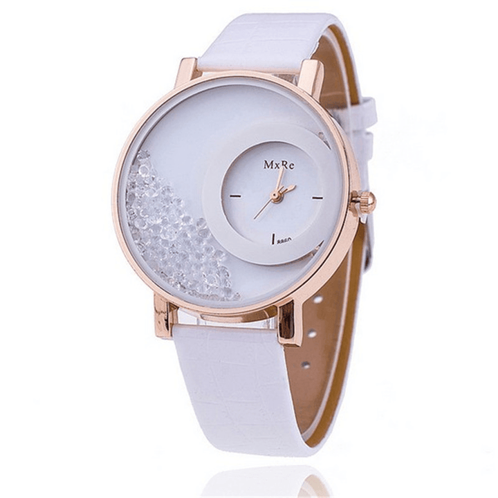 Fashion Casual Women Watch Crystal Dial Leather Strap Female Quartz Watch - MRSLM