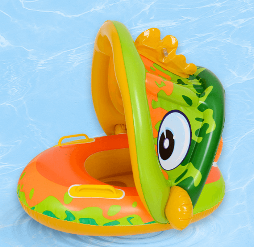 Baby Swimming Boat with Armrests, Baby Swimming Ring, Children'S Inflatable Swimming Seat Ring Awning Yacht - MRSLM