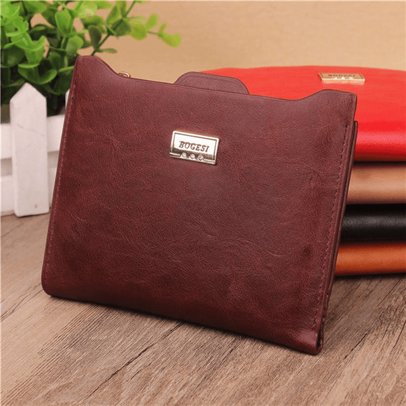 Women Genuine Leather Wallet Small Zipper Pu Leather Coin Card Holder Purse - MRSLM