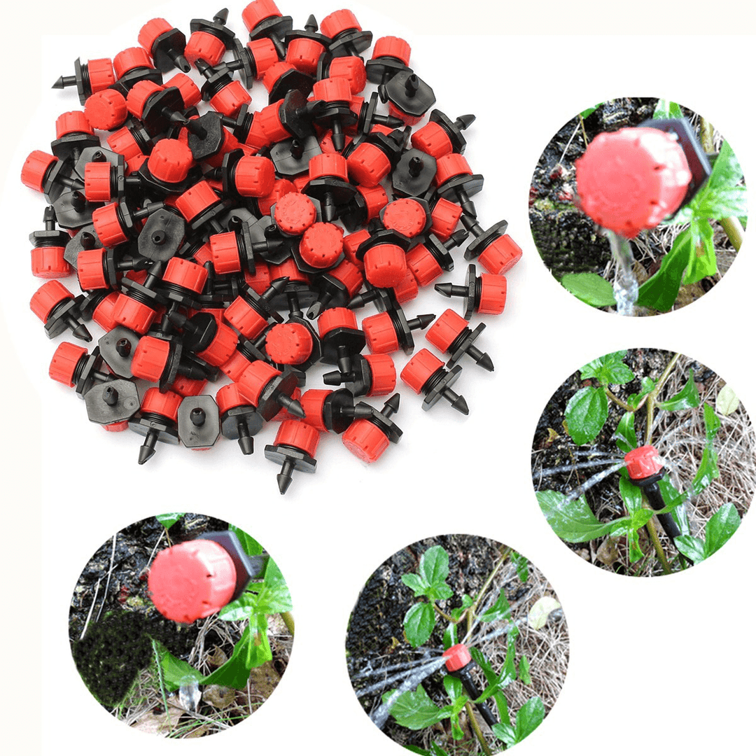 100Pcs Adjustable Micro Drip Irrigation Watering Anti-Clogging Emitter Dripper Watering System Automatic Hose Kits Connector - MRSLM