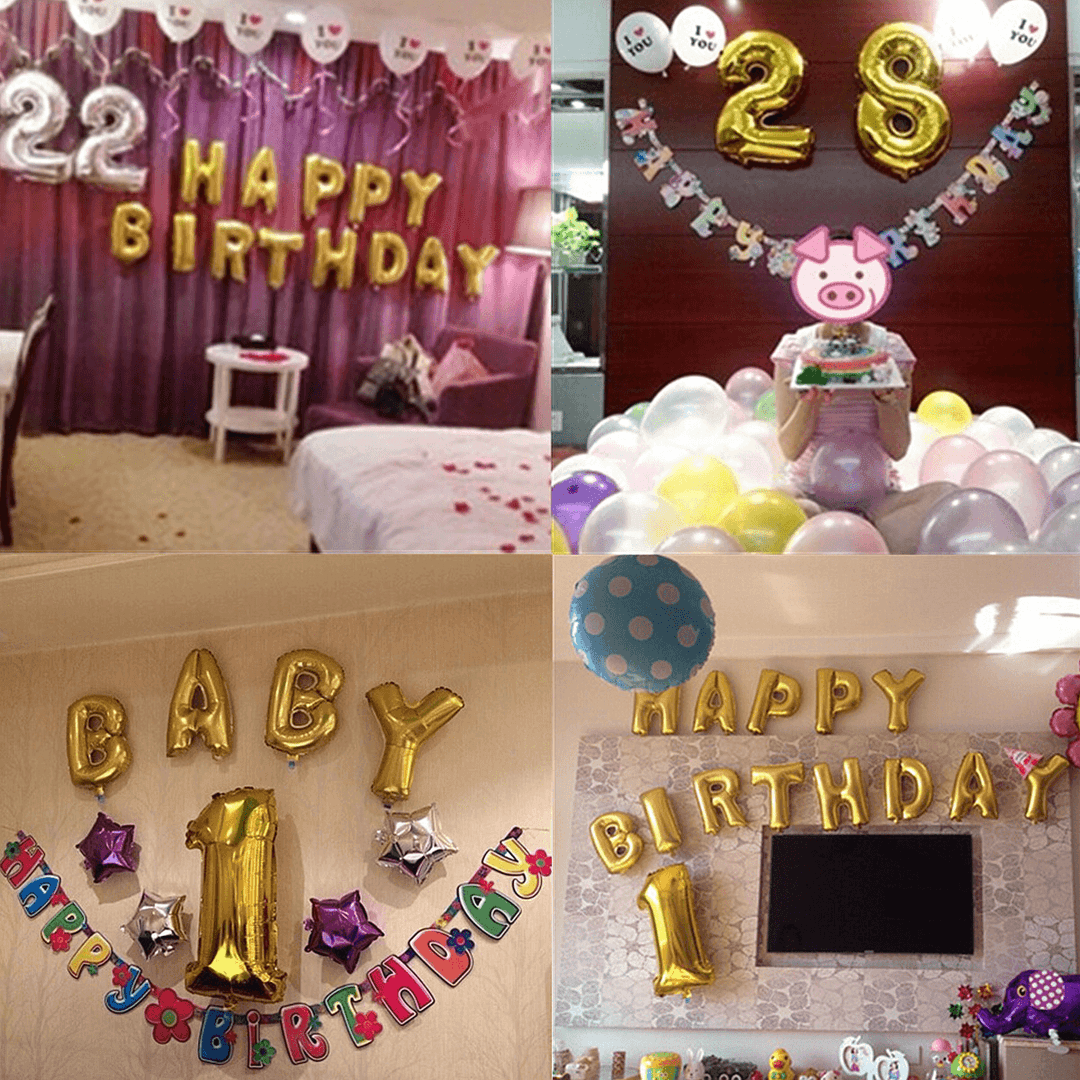 Gold Silver Number Foil Balloon Wedding Birthday Party Decoration - MRSLM