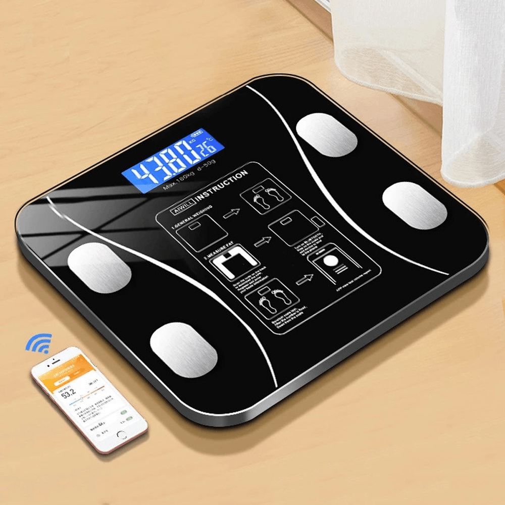 KALOAD® Smart Wireless Body Fat Scale Usb+Solar Charing BMI Scales Digital Scale for Body Weight with APP Analyzer - MRSLM